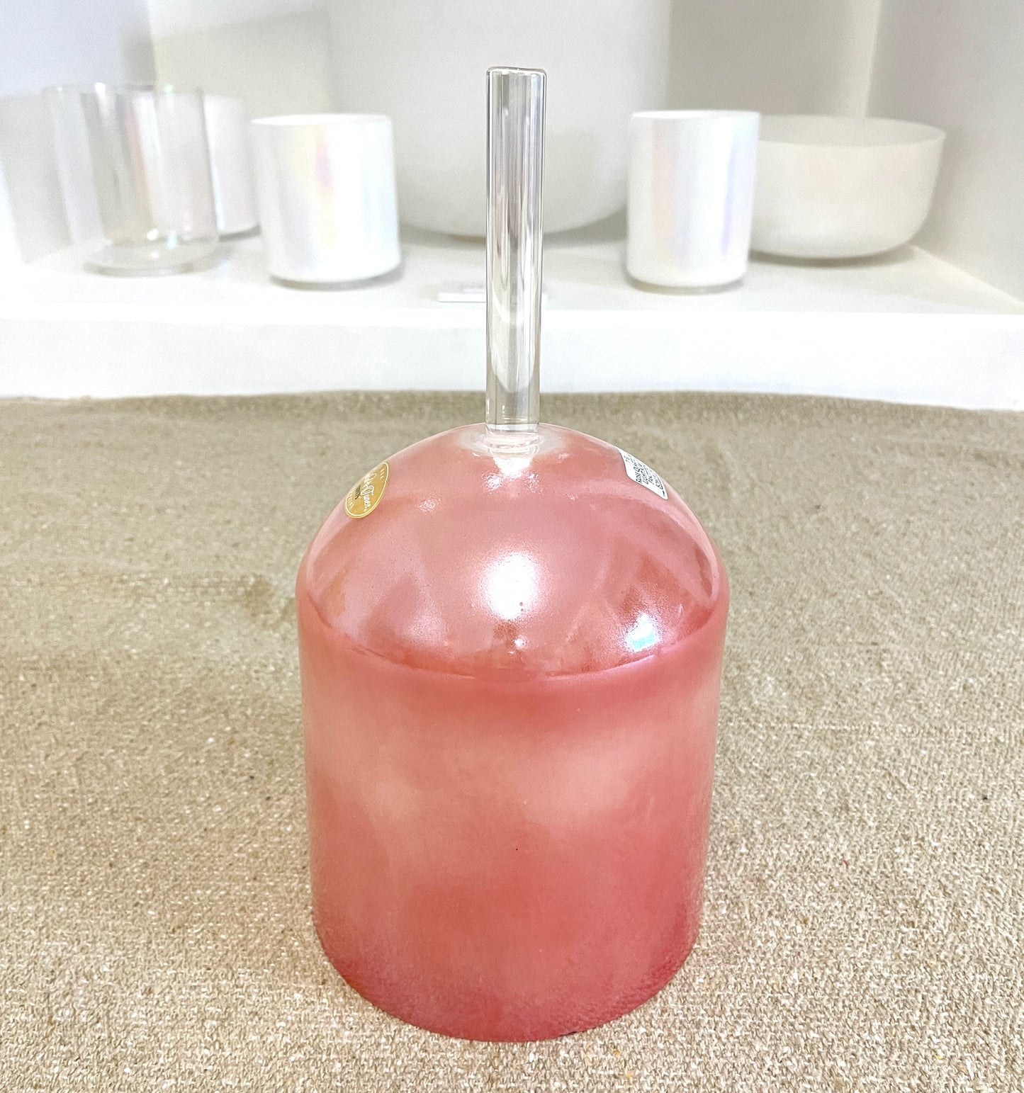 7" E0 Rose Quartz, White Light Aura Gold Practitioner Crystal Tones Alchemy Crystal Singing Bowl