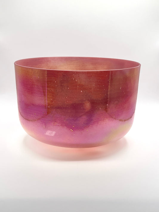 12" E-15 Rose Quartz Platinum, Frosted Inside Crystal Tones Alchemy Crystal Singing Bowl
