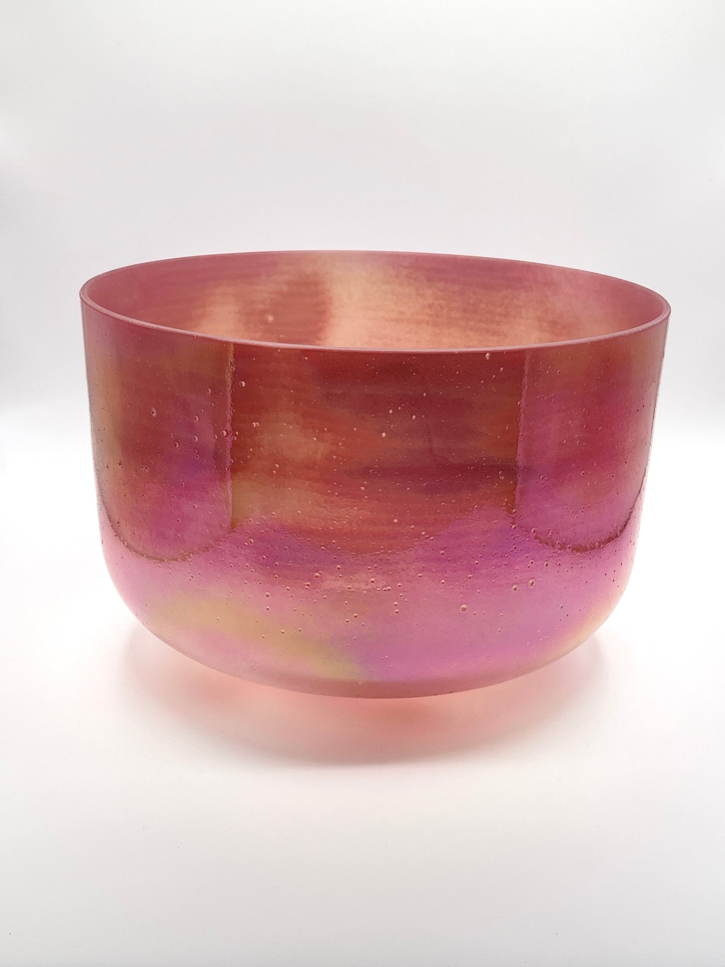 12" E-15 Rose Quartz Platinum, Frosted Inside Crystal Tones Alchemy Crystal Singing Bowl