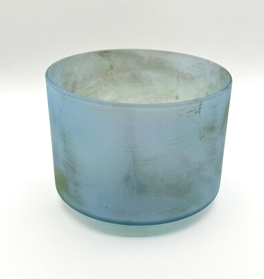 8" F#-40 Chrysoprase, Platinum, Frosted (inside) Crystal Tones Alchemy Crystal Singing Bowl