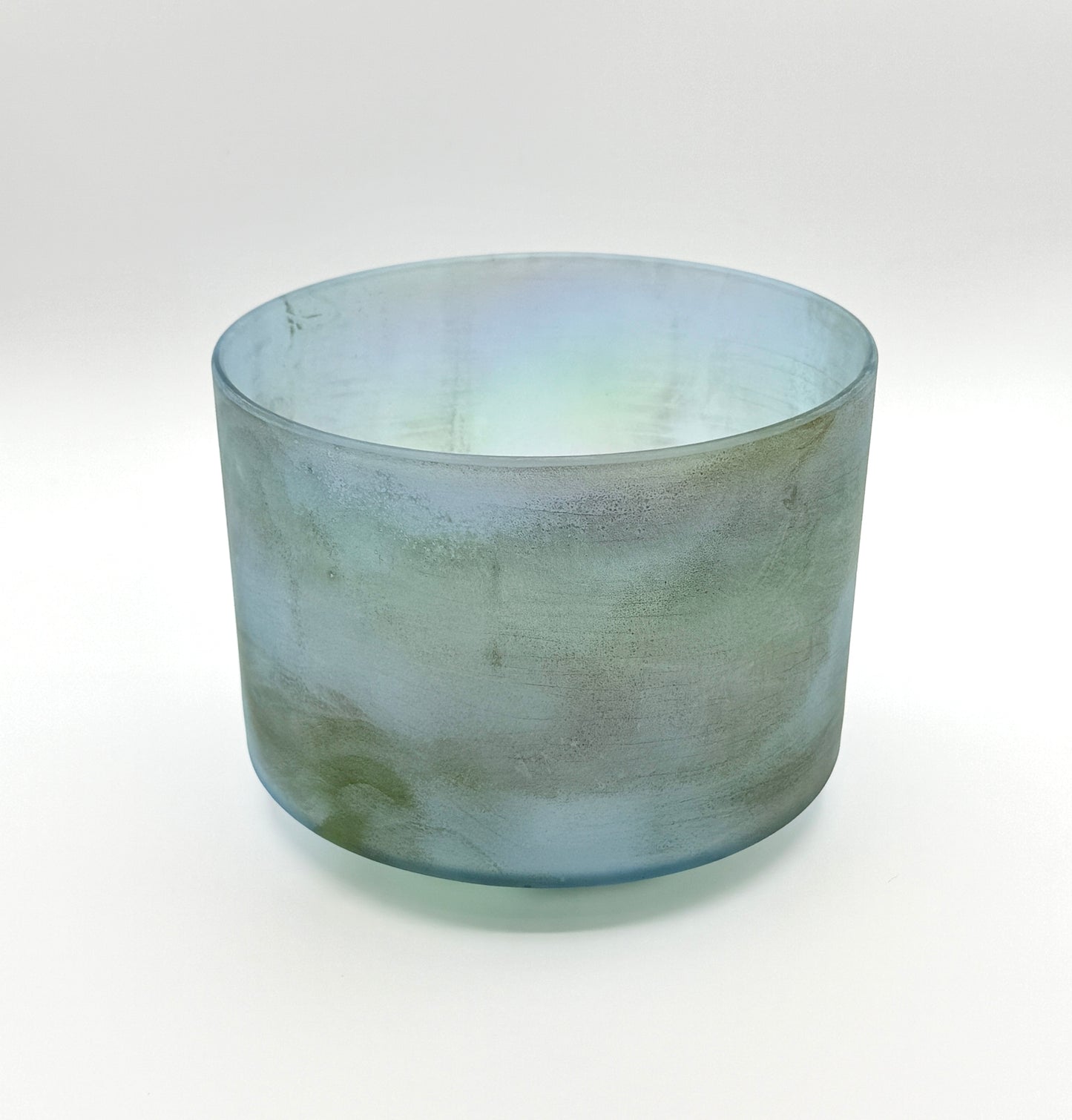 8" F#-40 Chrysoprase, Platinum, Frosted (inside) Crystal Tones Alchemy Crystal Singing Bowl